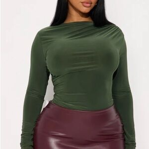 Fashion Nova Olive Long Sleeve Top